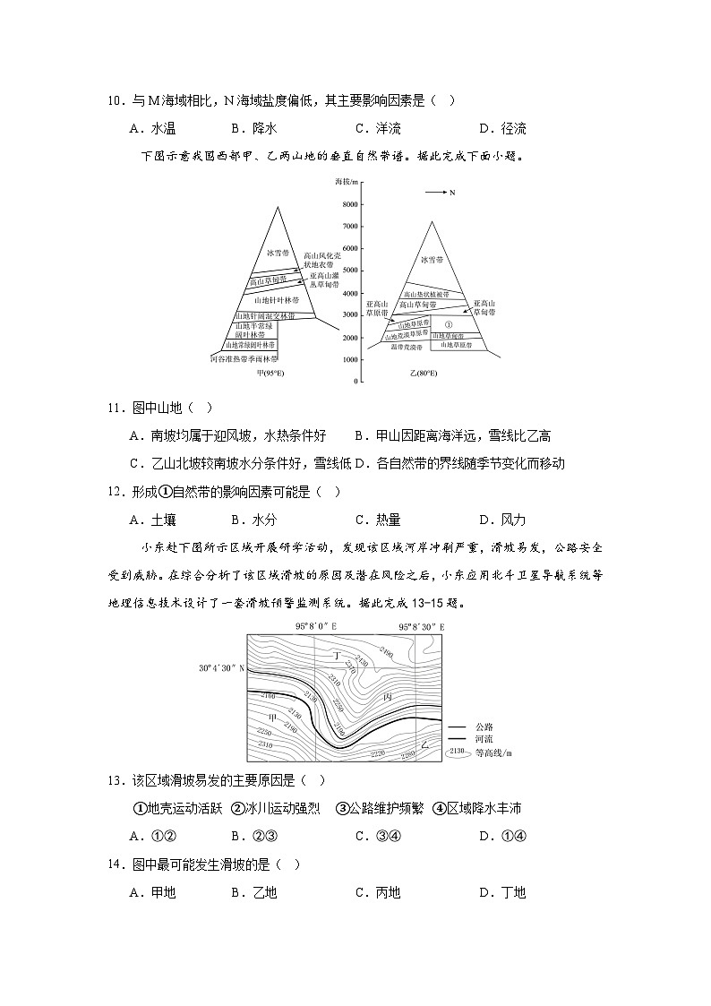 江苏省扬州市江都区丁沟中学2024-2025学年高三上学期期中统考热身地理试卷第3页