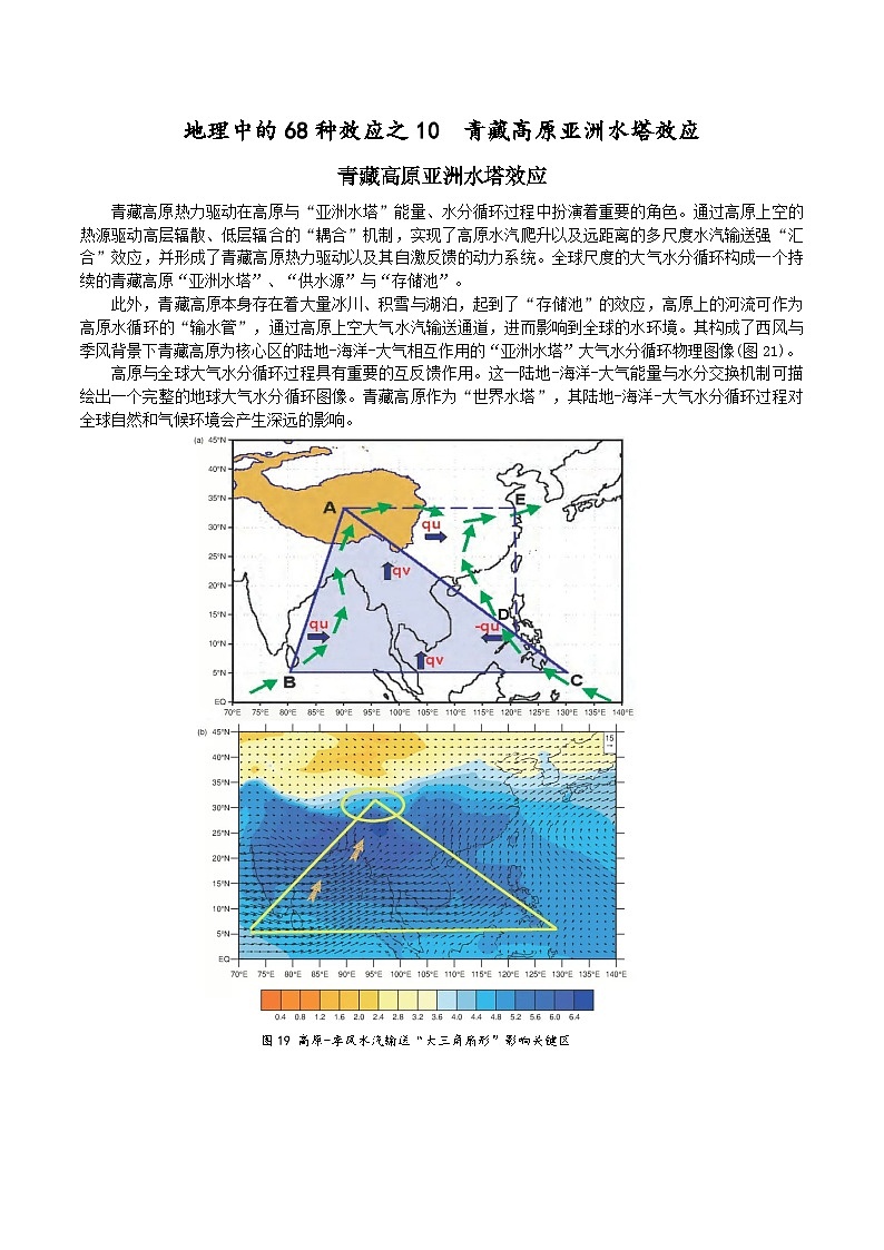 2025届高考地理二轮专题复习  地理中的68种效应之10  青藏高原亚洲水塔效应  学案第1页