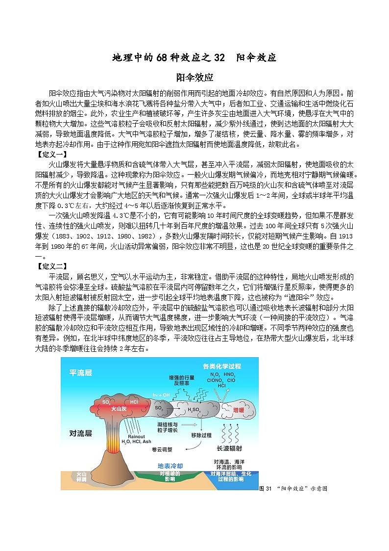 2025届高考地理二轮专题复习 地理中的68种效应之32  阳伞效应-2025届高三地理专题复习训练第1页