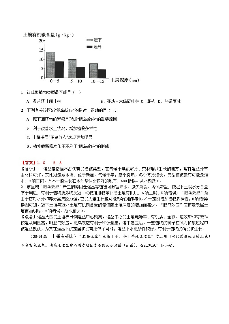 2025届高考地理二轮专题复习 地理中的68种效应之38  干旱区肥岛效应-2025届高三地理专题复习训练第2页