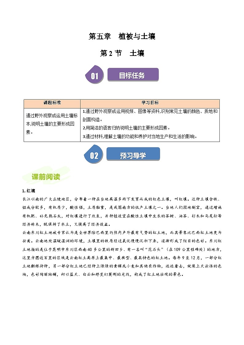 人教版高中地理必修第一册同步讲义5.2土壤（2份，原卷版+解析版）01