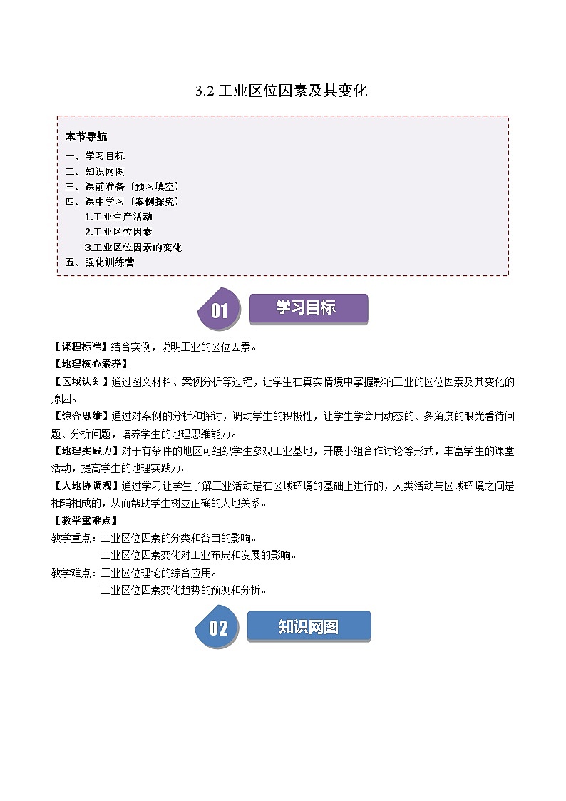 人教版高中地理必修第二册同步讲义3.2 工业区位因素及其变化（学案）（解析版）第1页