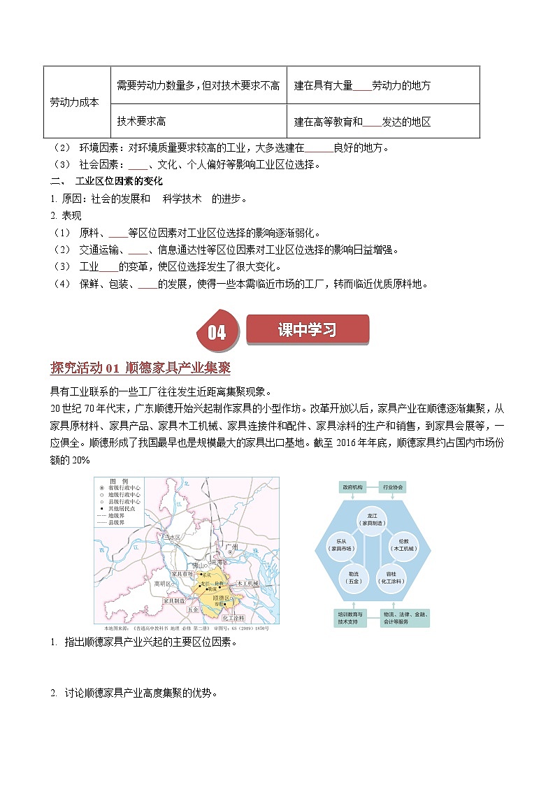 人教版高中地理必修第二册同步讲义3.2 工业区位因素及其变化（学案）（原卷版）第3页