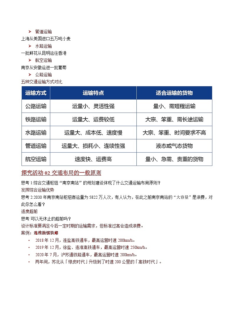 人教版高中地理必修第二册同步讲义4.1 区域发展对交通运输布局的影响（2份，原卷版+解析版）03