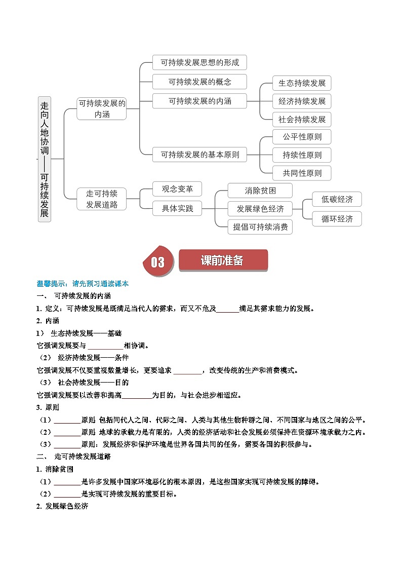 人教版高中地理必修第二册同步讲义5.2 走向人地协调——可持续发展（原卷版）第2页