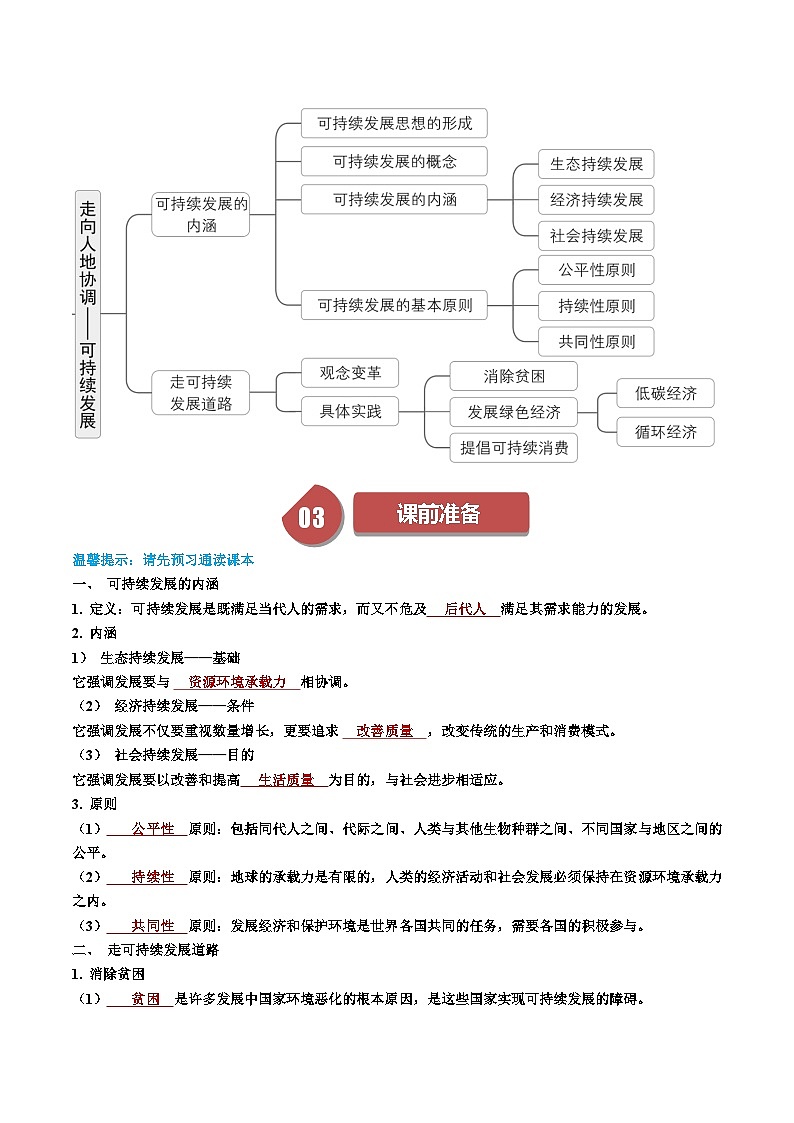 人教版高中地理必修第二册同步讲义5.2 走向人地协调——可持续发展（解析版）第2页
