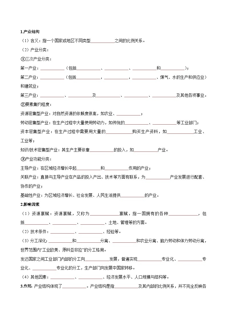人教版高中地理选择性必修二同步讲义3.2 地区产业结构变化（原卷版）第2页