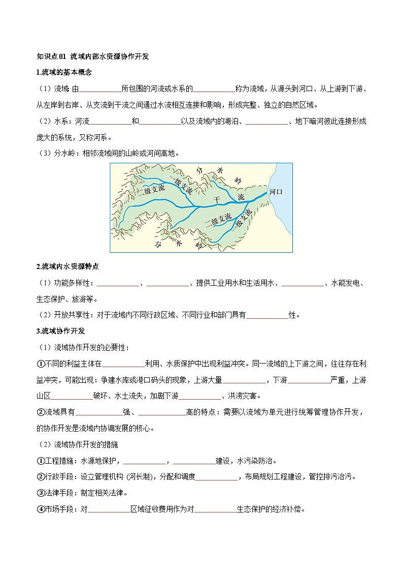 人教版高中地理选择性必修二同步讲义4.1 流域内协调发展（2份，原卷版+解析版）02