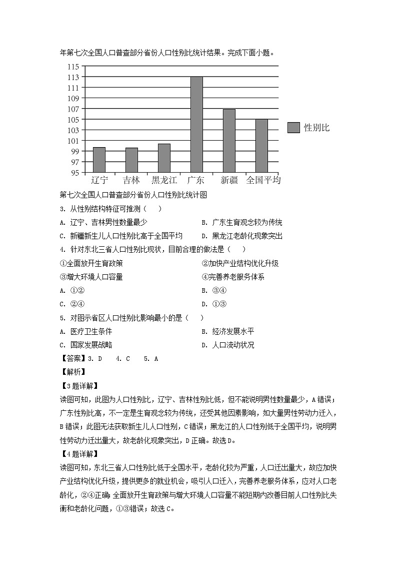 2024届江西省鹰潭市高三下学期一模考试 地理试卷(解析版)第2页