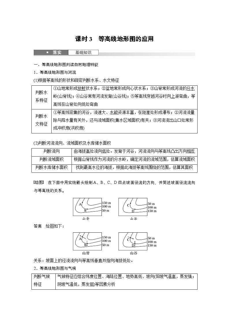 第一部分 第一章 课时三　等高线地形图的应用（课件+讲练）-2025高考大一轮复习地理（湘教版）01