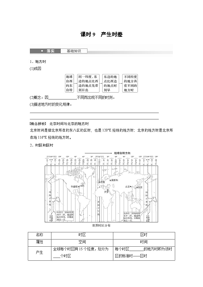 第一部分 第二章 第二讲 课时九　产生时差（课件+讲练）-2025高考大一轮复习地理（湘教版）01