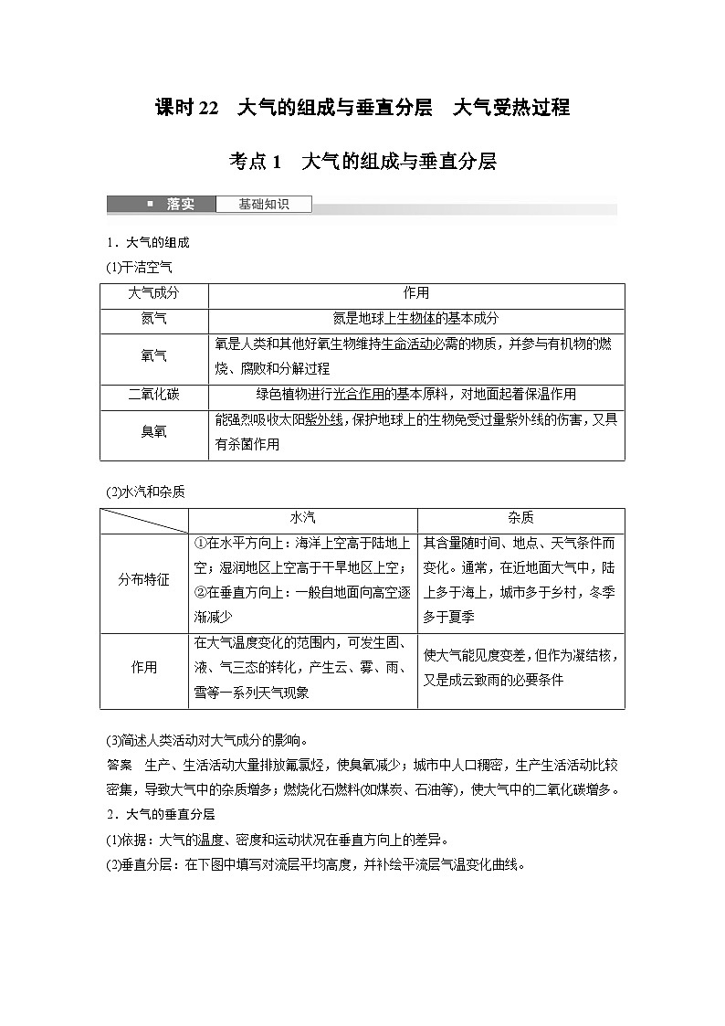 第一部分 第四章 第1讲 课时22　大气的组成与垂直分层　大气受热过程（教师版）第2页