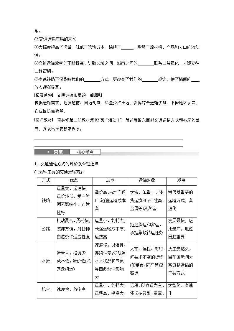 第二部分 第四章 课时52　交通运输方式和布局（讲义）第2页