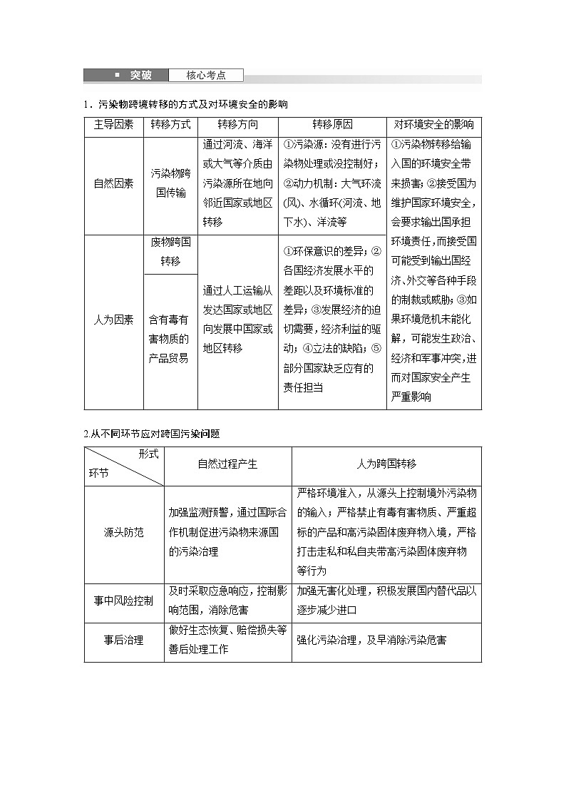 第四部分 第三章 课时76　污染物跨境转移与环境安全（教师版）第2页