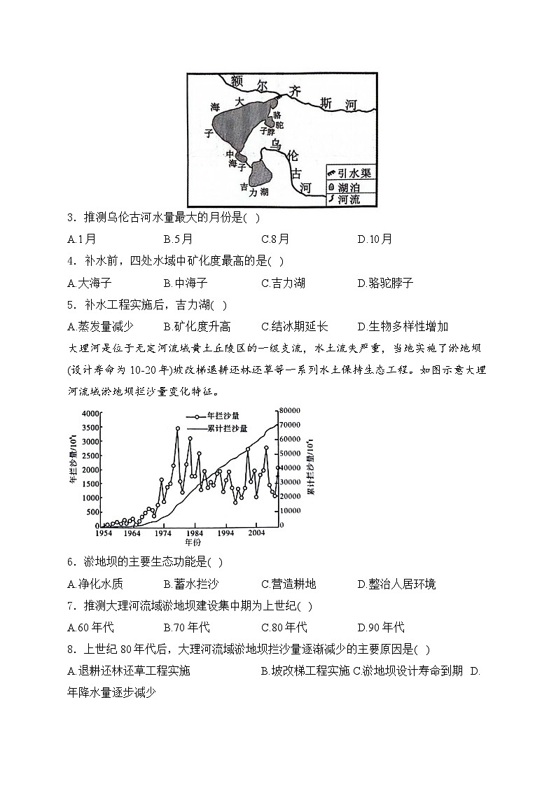 2025届高考地理一轮复习专题训练： 水体运动的影响（含解析与答案）第2页