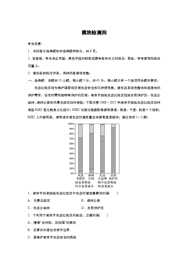 2025年高考地理一轮复习：模块检测四：资源、环境与国家安全（含解析）第1页