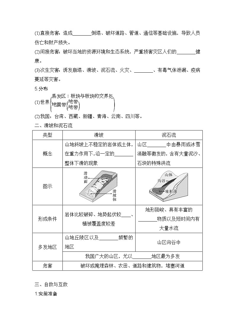 2025届高中地理一轮复习讲义：第一部分自然地理第九单元自然灾害第44课时　地质灾害（学生版）第2页