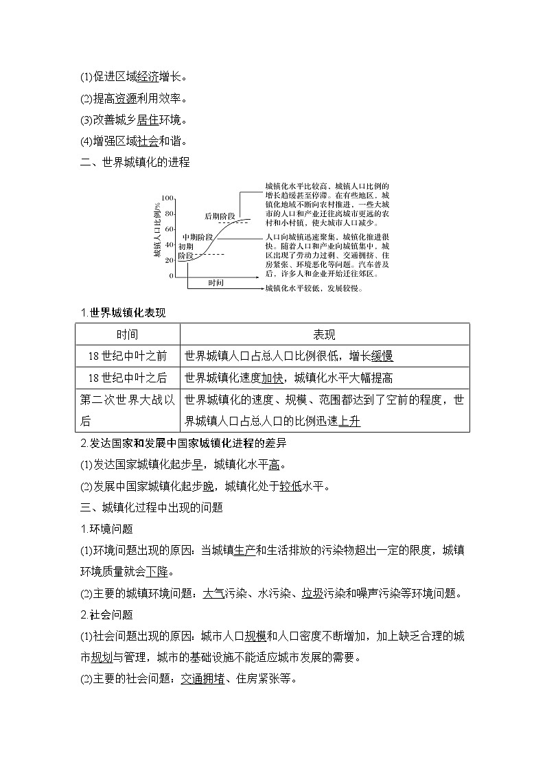 2025届高中地理一轮复习讲义：第二部分人文地理第十一单元乡村和城镇第49课时　城镇化（教师版）第2页