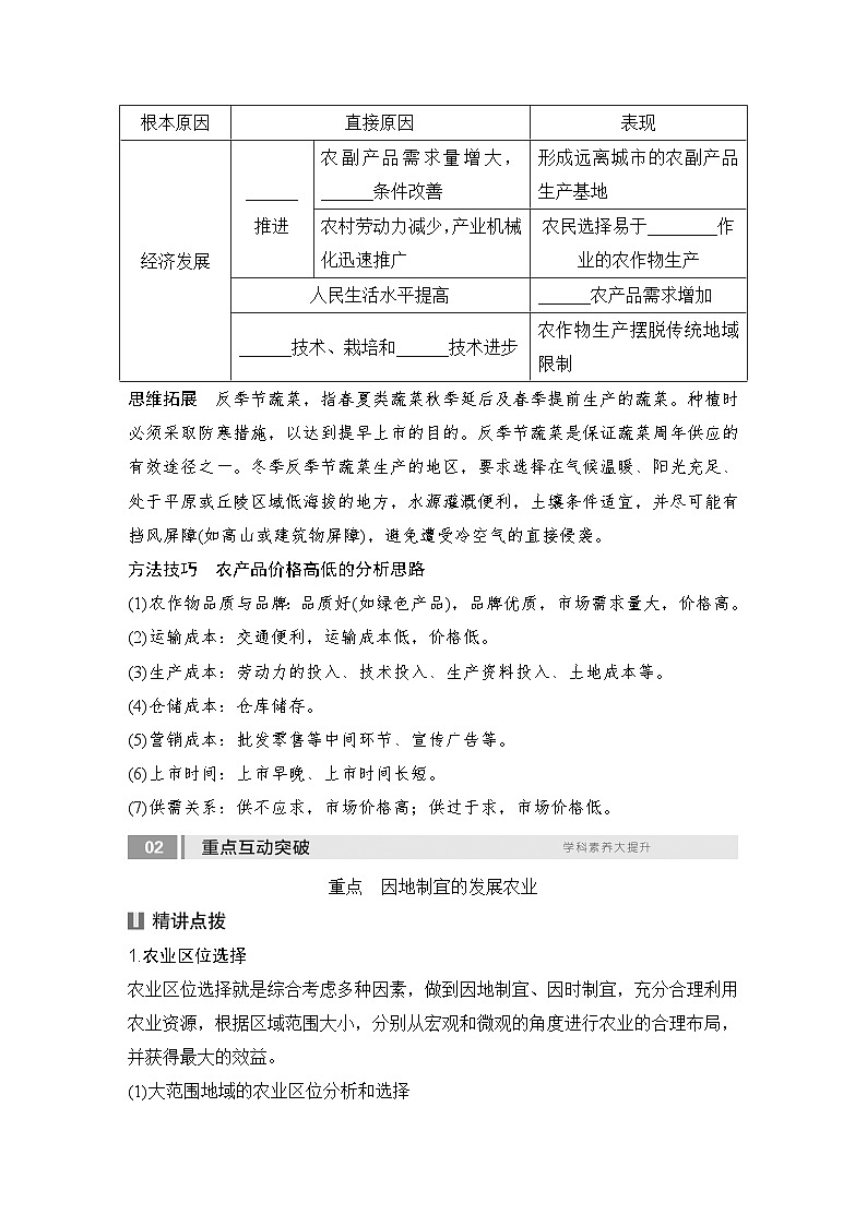 2025届高中地理一轮复习讲义：第二部分人文地理第十二单元产业区位因素第52课时　农业区位因素的变化（学生版）第2页