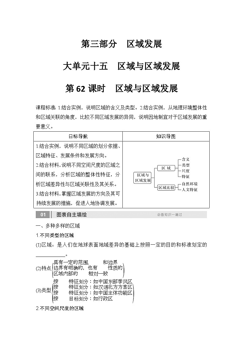 第三部分区域发展 第十五单元区域与区域发展 第62课时　区域与区域发展（课件+讲义）-2025年高考地理一轮复习01