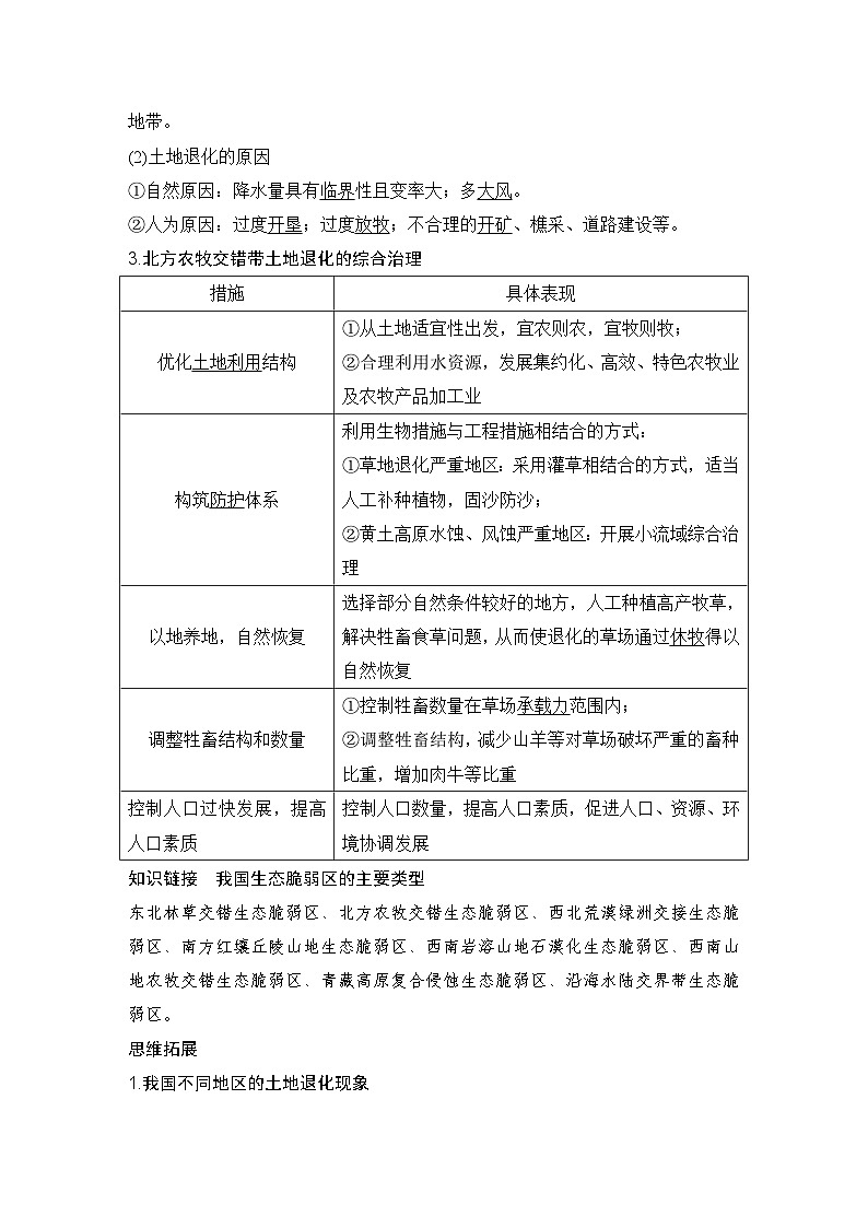 第三部分区域发展 第十五单元区域与区域发展 第64课时　生态脆弱区的综合治理（课件+讲义）-2025年高考地理一轮复习02