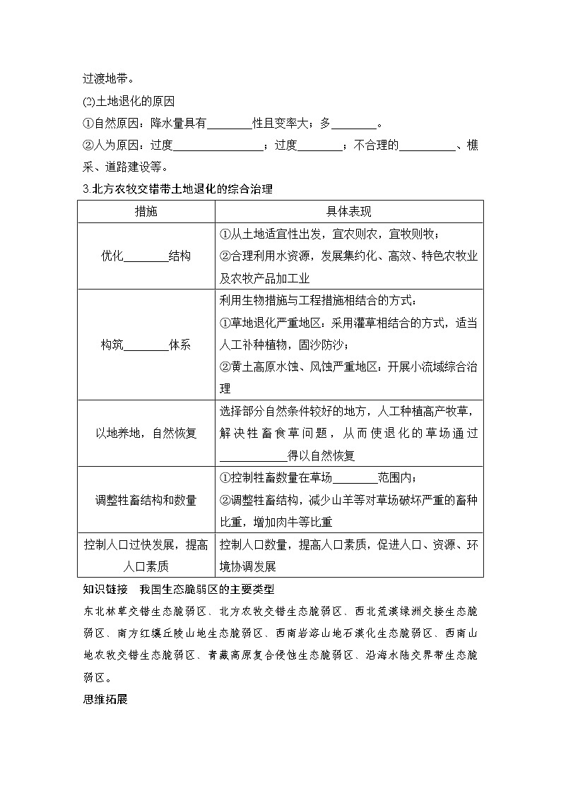 第三部分区域发展 第十五单元区域与区域发展 第64课时　生态脆弱区的综合治理（课件+讲义）-2025年高考地理一轮复习02