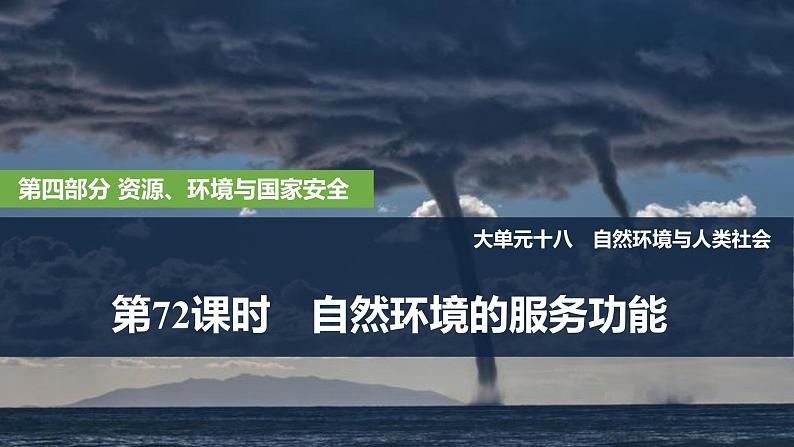 2025届高中地理一轮复习课件：第四部分资源、环境与国家安全第十八单元自然资源与人类社会第72课时　自然环境的服务功能（共26张ppt）第1页