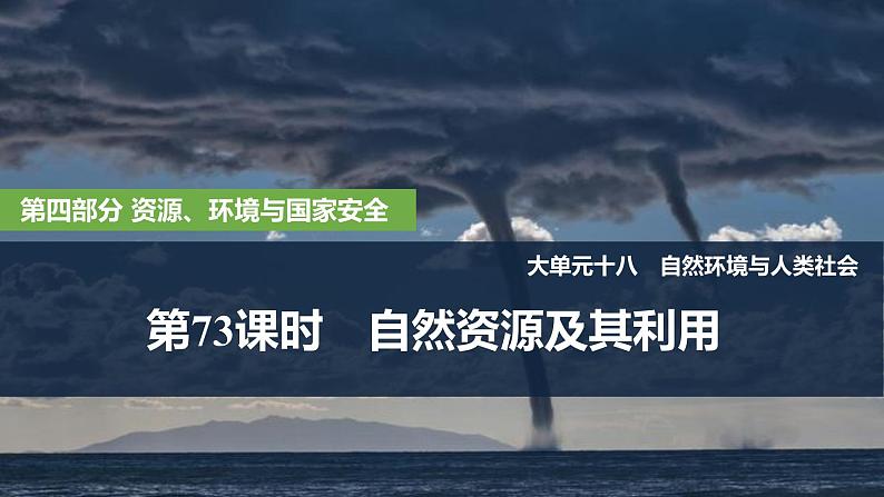 2025届高中地理一轮复习课件：第四部分资源、环境与国家安全第十八单元自然资源与人类社会第73课时　自然资源及其利用（共25张ppt）第1页