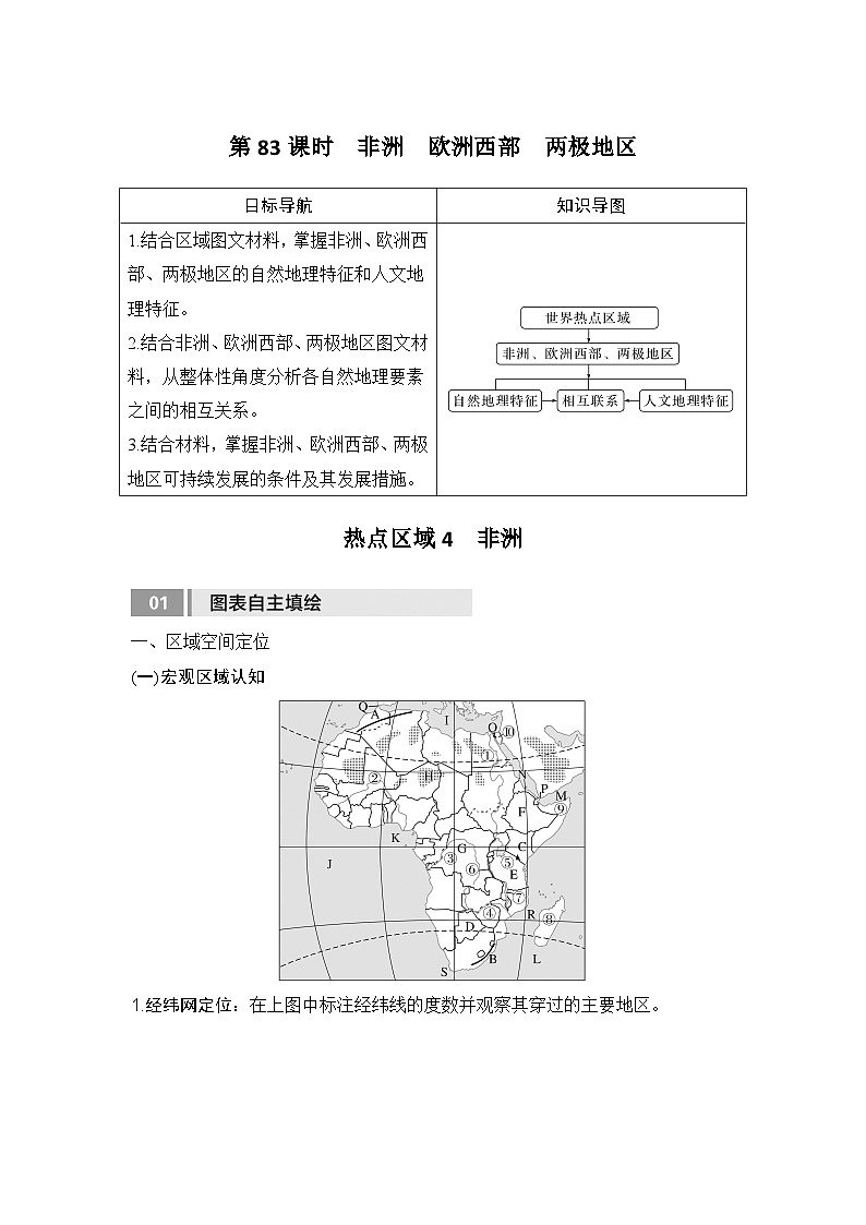 2025届高中地理一轮复习讲义：第五部分区域地理第二十一单元世界热点区域第83课时　非洲　欧洲西部　两极地区（教师版）第1页