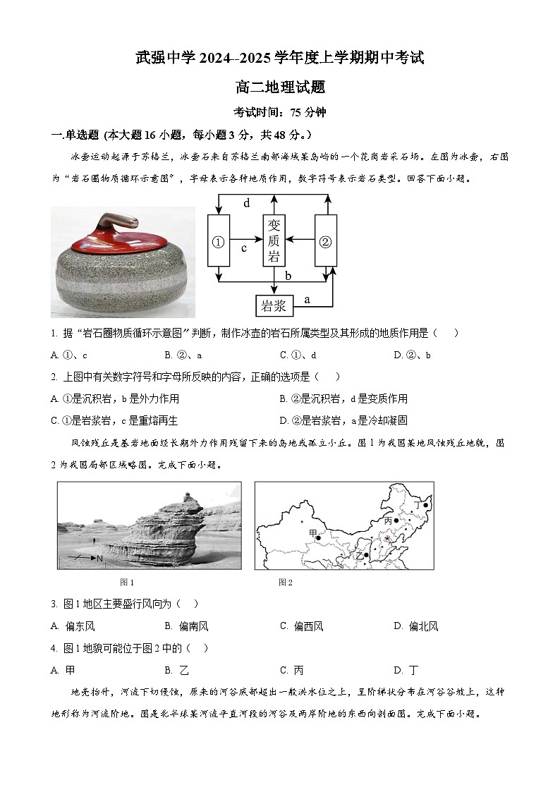 河北省衡水市武强中学2024-2025学年高二上学期期中考试地理试题无答案第1页