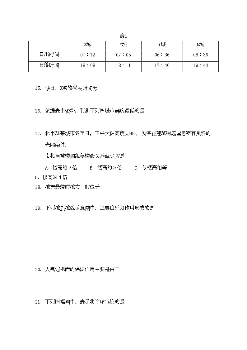 2022年浙江省杭州市七校高一地理上学期期中联考试题湘教版第3页