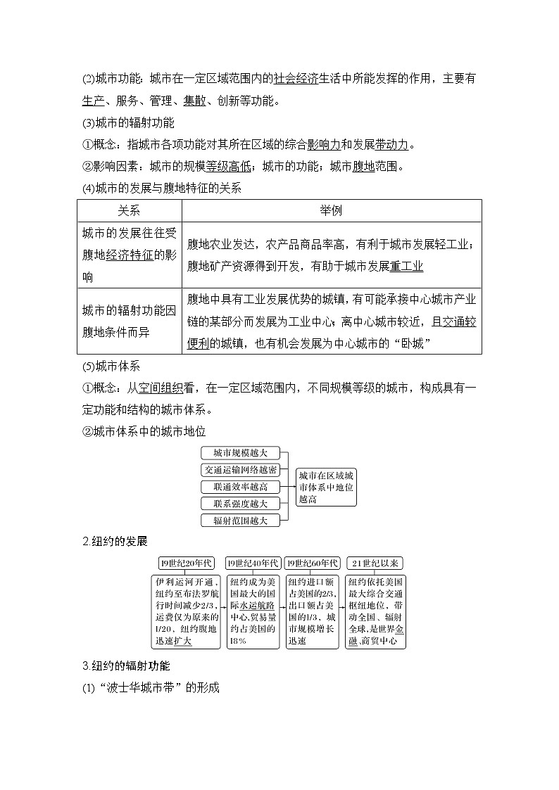 2025届高考地理一轮复习：第三部分区域发展第十六单元城市、产业与区域发展第66课时　城市的辐射功能（课件 讲义）02