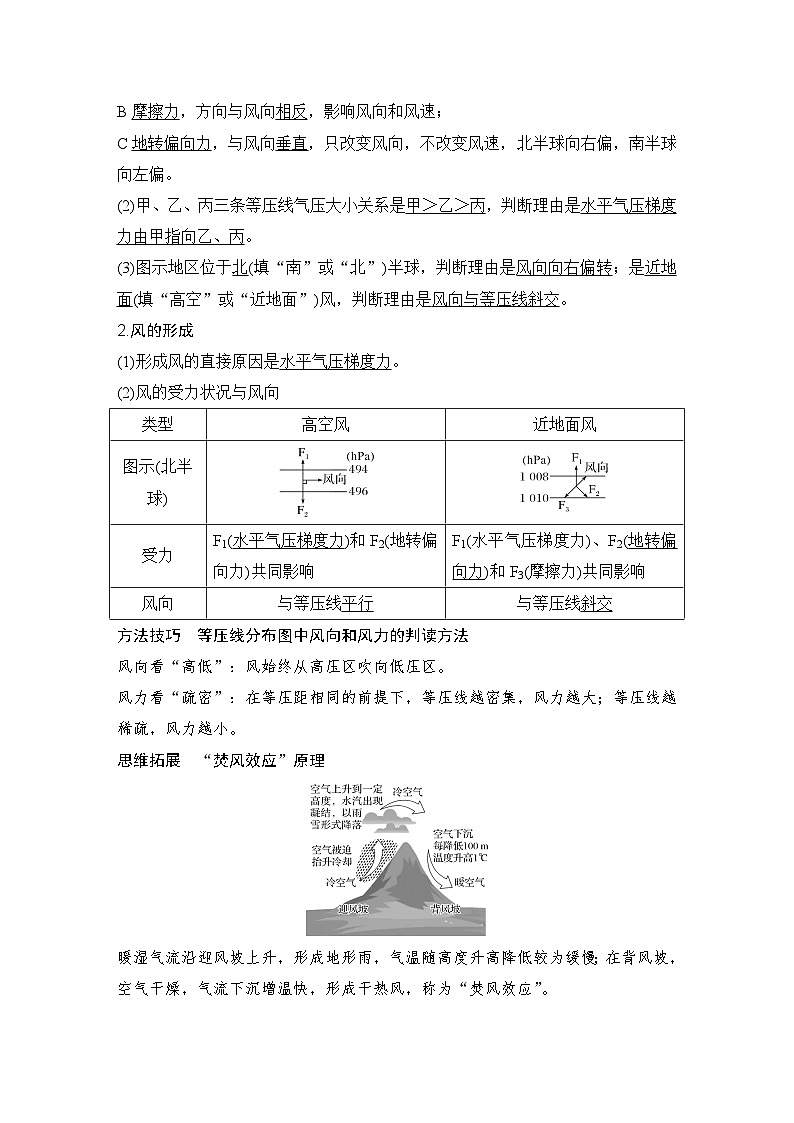 2025届高中地理一轮复习讲义：第一部分自然地理第四单元地球上的大气第15课时　大气的水平运动——风（教师版）第2页