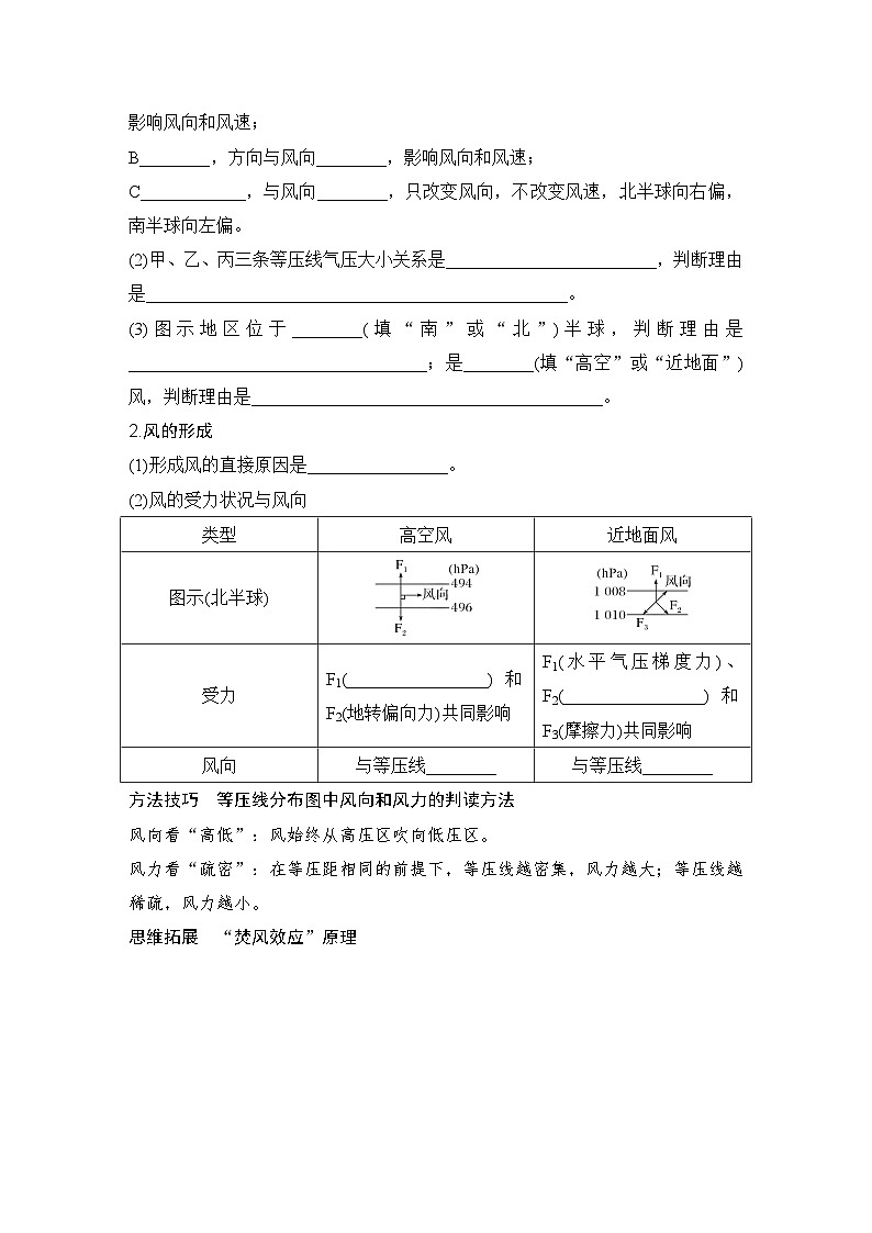 2025届高中地理一轮复习讲义：第一部分自然地理第四单元地球上的大气第15课时　大气的水平运动——风（学生版）第2页