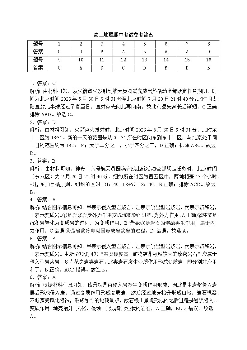 高二地理答案第1页