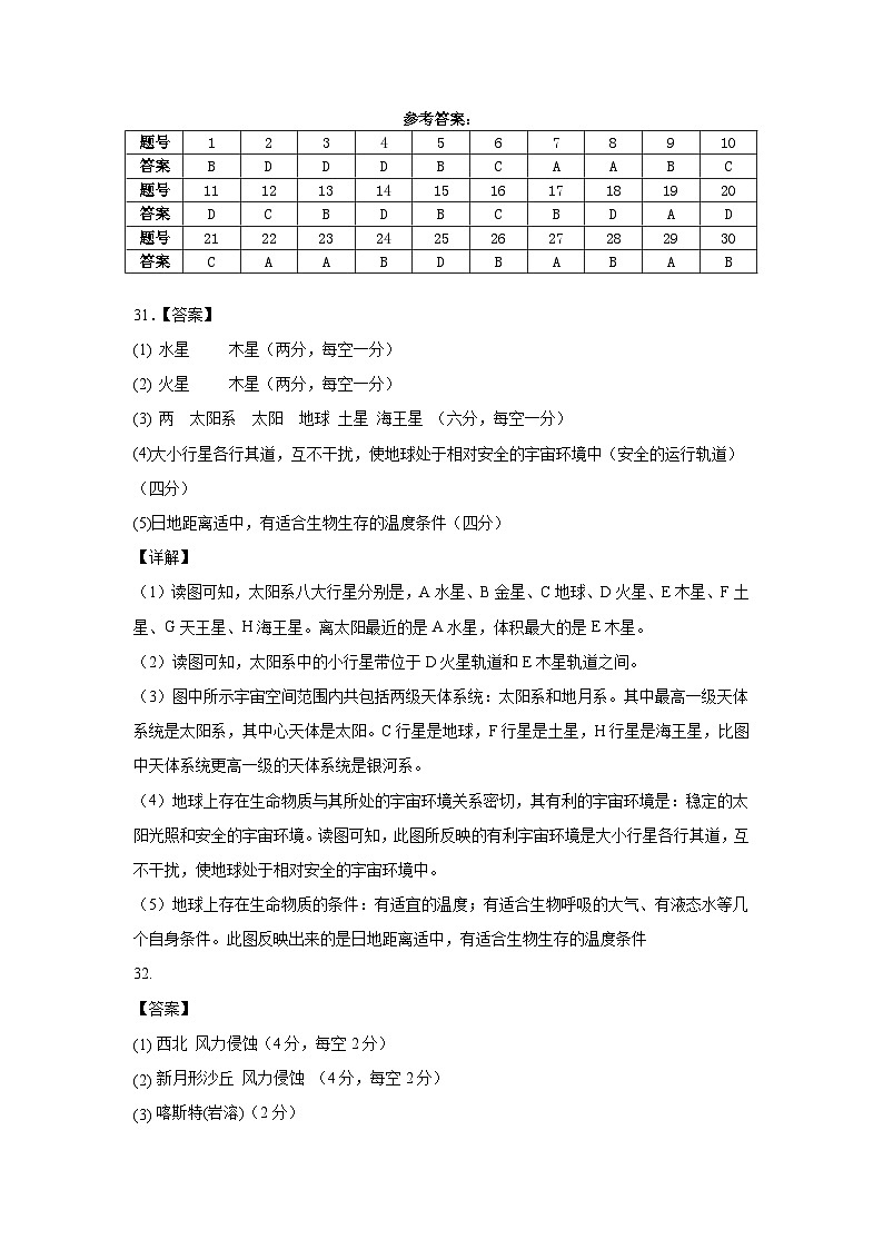 2024-2025-1期中高一年级地理学科答案第1页