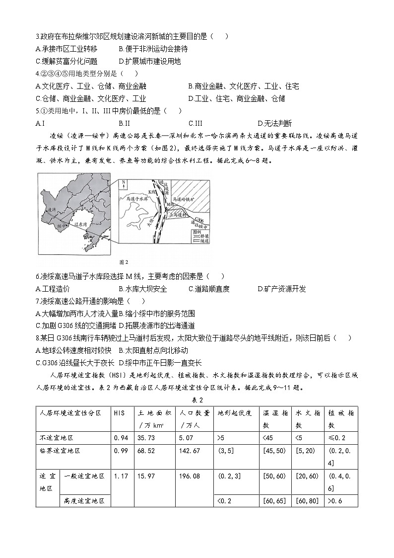河南省部分名校2024-2025学年高三上学期11月阶段性测试（三）（期中）地理试卷（Word版附答案）第2页