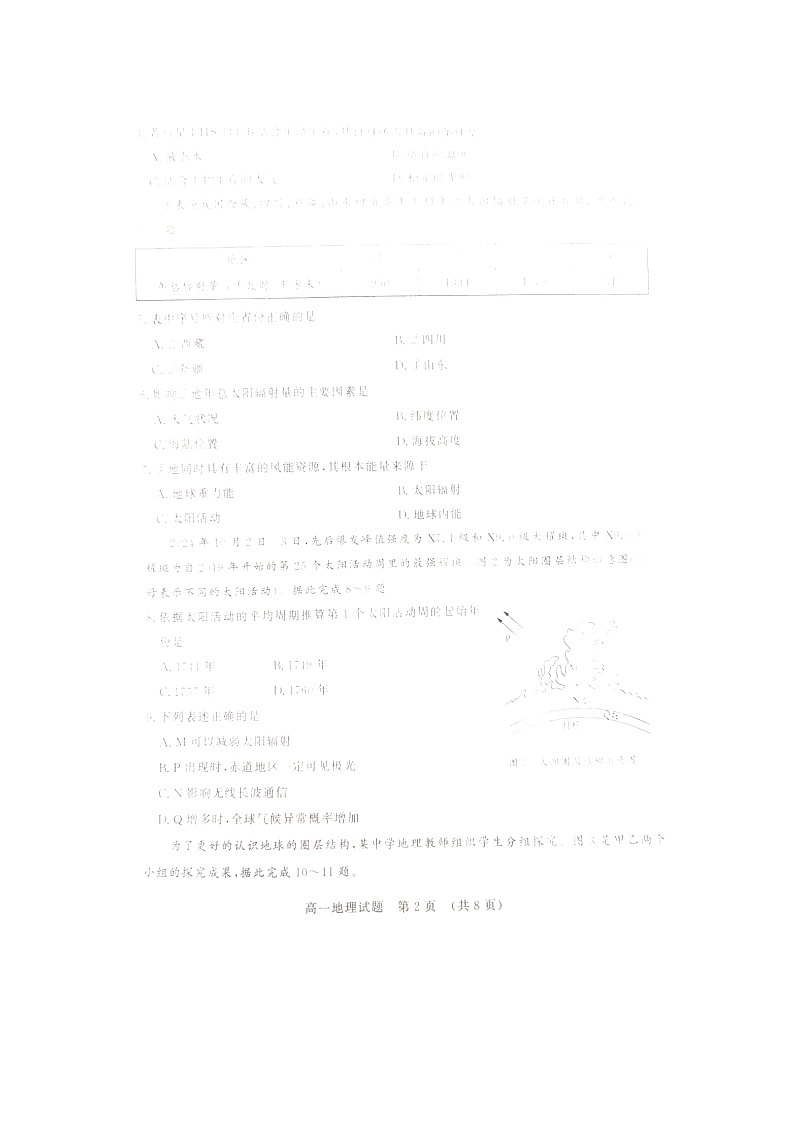 山东省名校考试联盟2024-2025学年高一上学期期中检测地理试题第2页