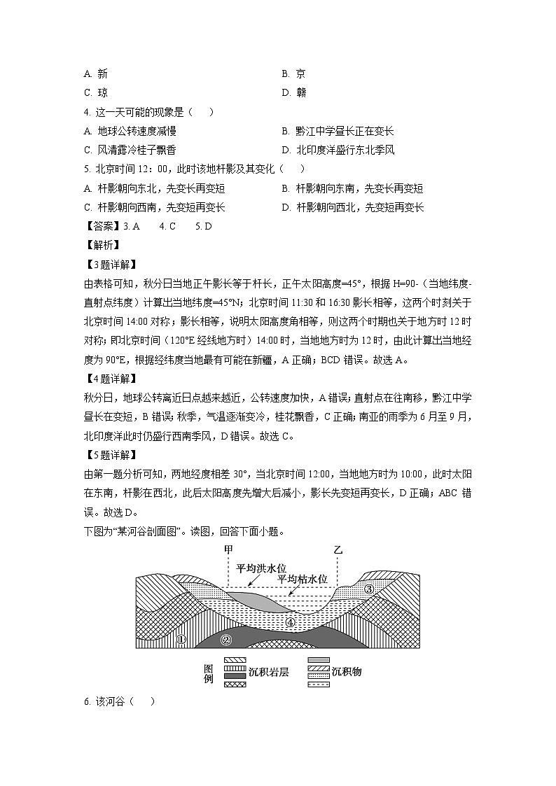 广东省汕尾市部分学校2023-2024学年高二上学期期中考试地理试卷（解析版）02