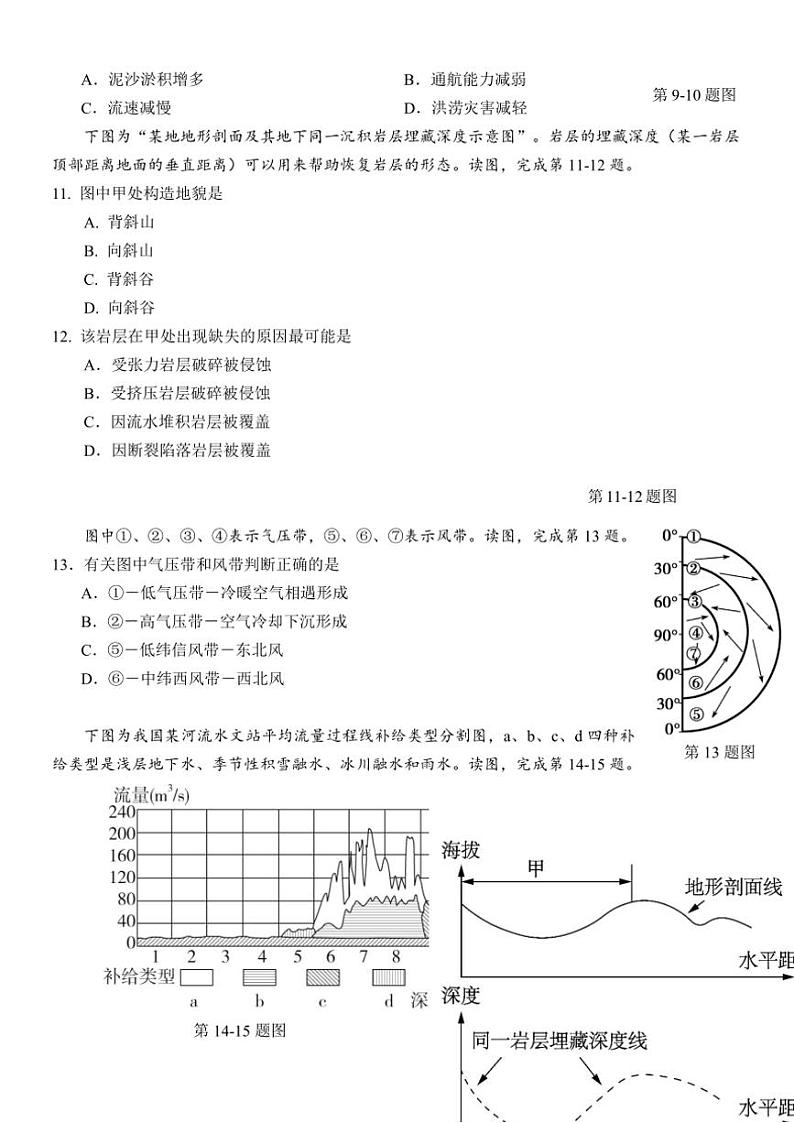 浙江省丽水市五校高中发展共同体2024～2025学年高二(上)期中地理试卷(含答案)03