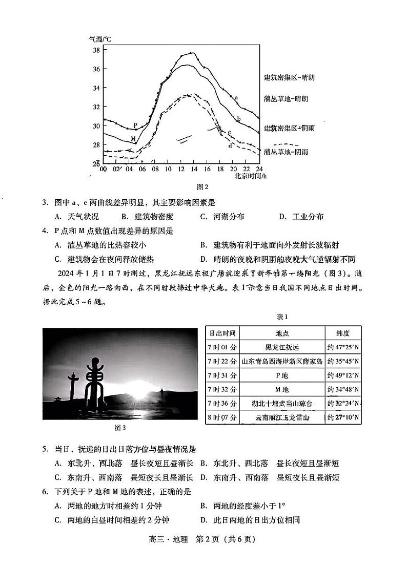 2025届广东省肇庆市高三上学期高考模拟考试-地理试卷+答案02