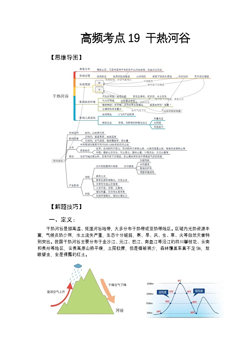 高频考点19 干热河谷-2025届高考地理高频考点专项突破学案第1页