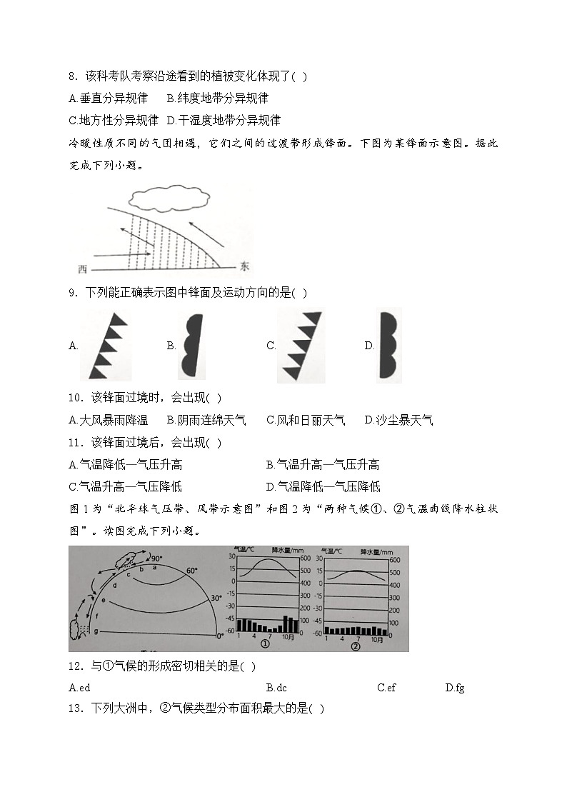2025届高中地理一轮复习基础知识专题练： 大气的运动第3页