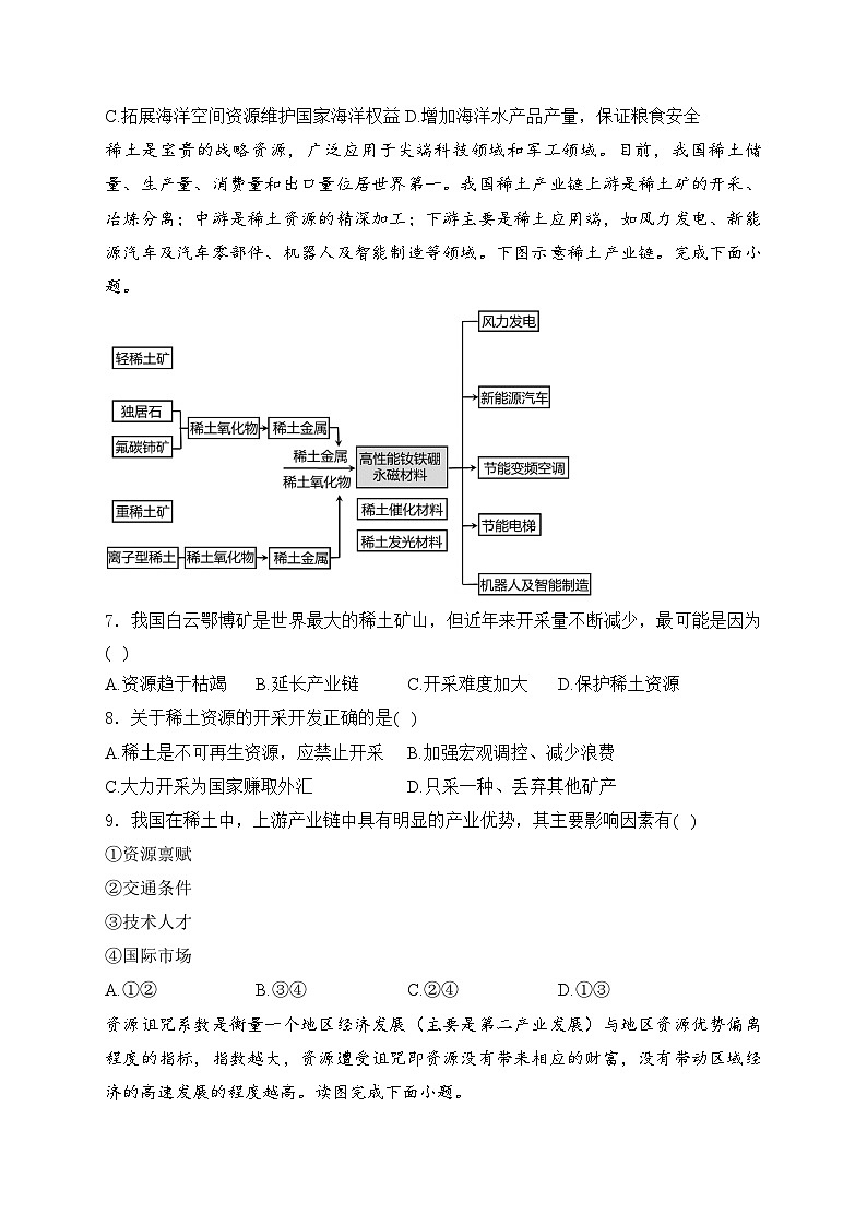 2025届高中地理一轮复习基础知识专题练： 资源安全与国家安全第3页