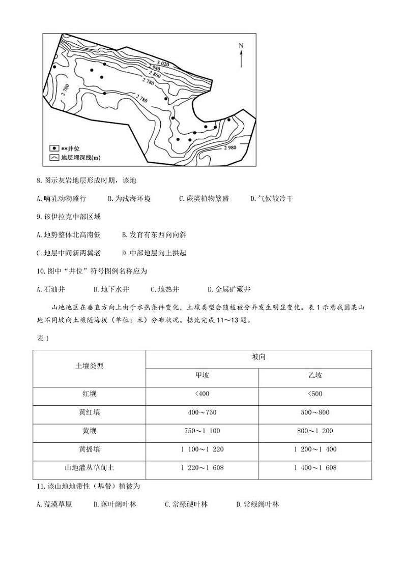 江西省萍乡市2024～2025学年高三(上)期中地理试卷(含答案)第3页