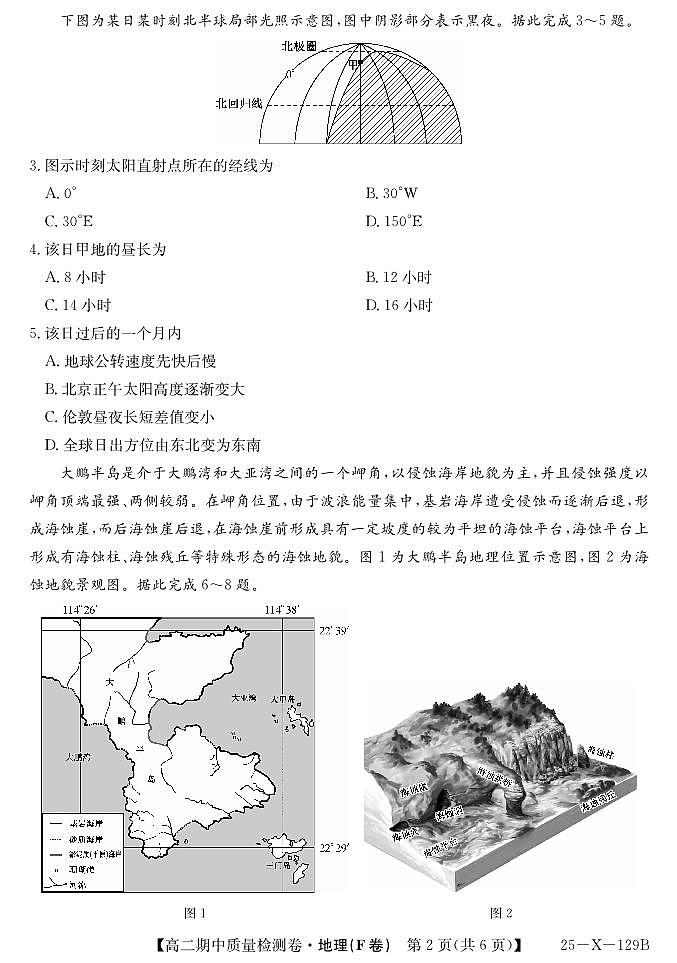 山西省吕梁市部分学校2024-2025学年高二上学期期中联考地理（F卷）02
