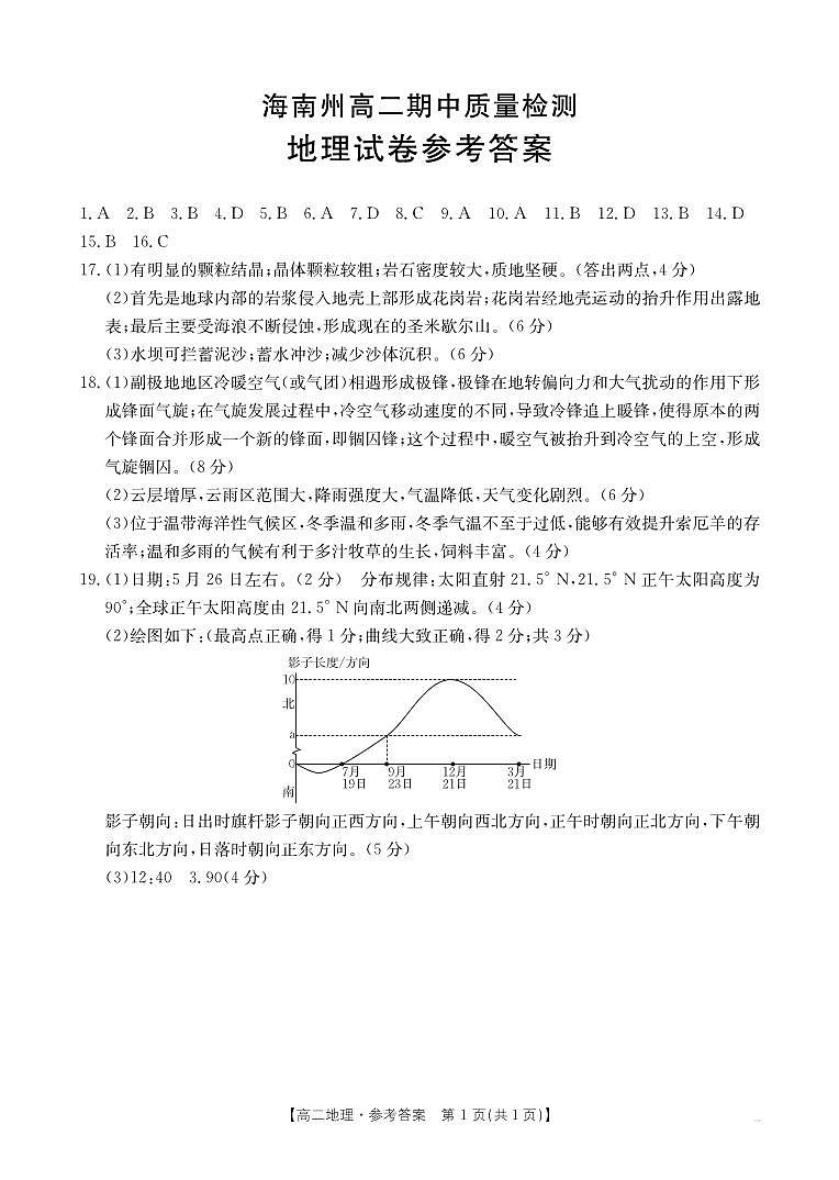 2_高二地理答案第1页