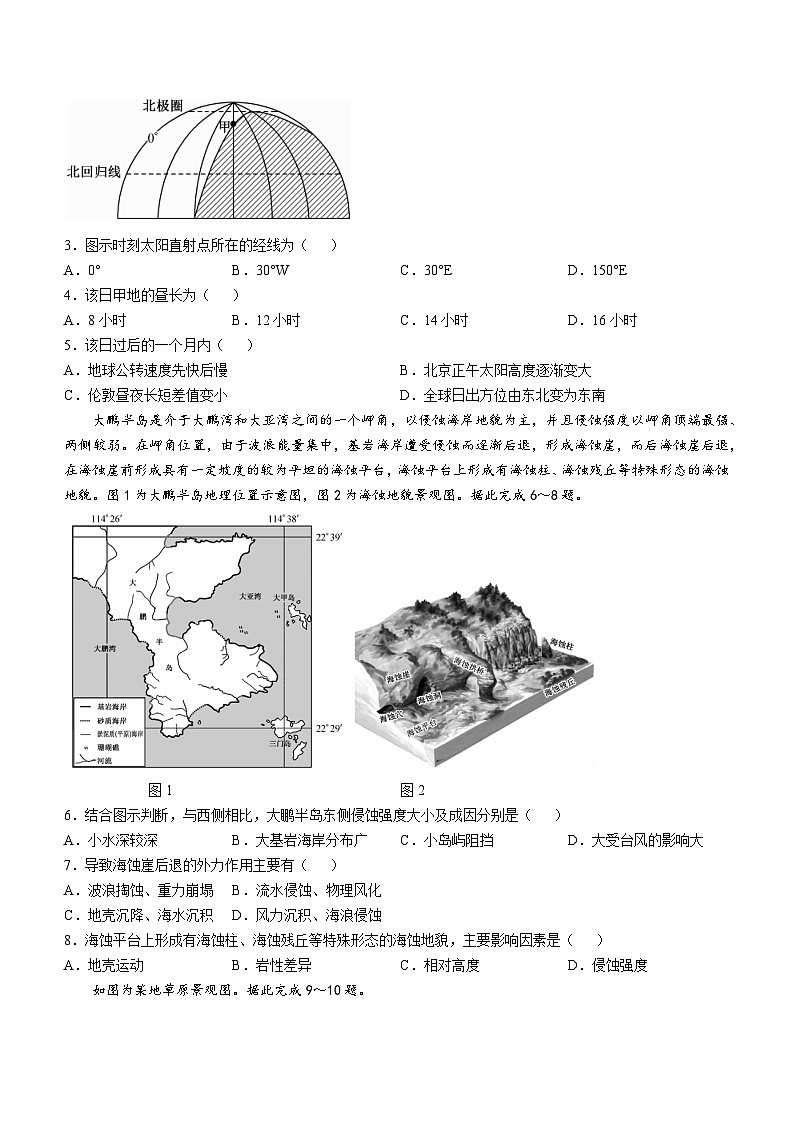 山西省吕梁市部分学校2024-2025学年高二上学期期中联考地理（F卷）02
