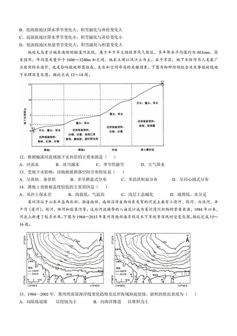 2024～2025学年河北省沧州市运东五校高三(上)期中地理试卷(含答案)03