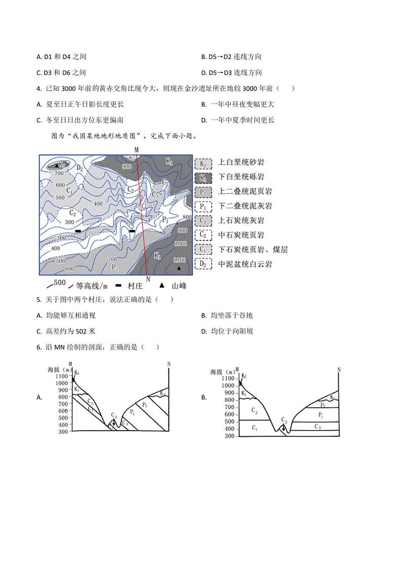2025届陕西省米脂中学高三(上)第四次高考模拟考试地理试卷(含答案)第2页